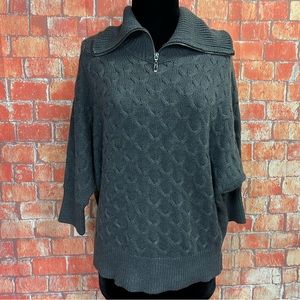 Leo &‎ Nicole Xip Neck Dolman Sleeve Cable Knit Sweater